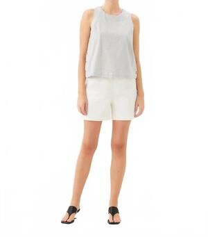 NEW FIFTEEN TWENTY women's clarice side button top in cream with navy